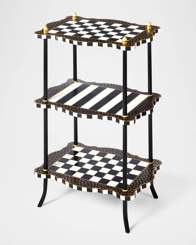Black & White Check and Stripe 3-Tier Table